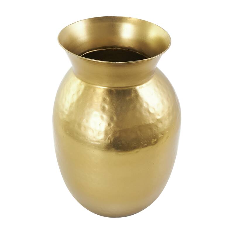 Metal Hammered Spotted Decorative Vase - Gold - Roche River Decor