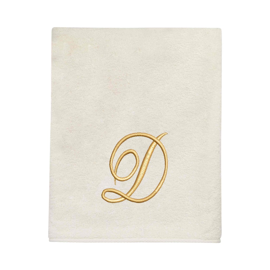 Avanti Ivory with Gold Script Monogram Bath Towel Letter D - Bath Towel