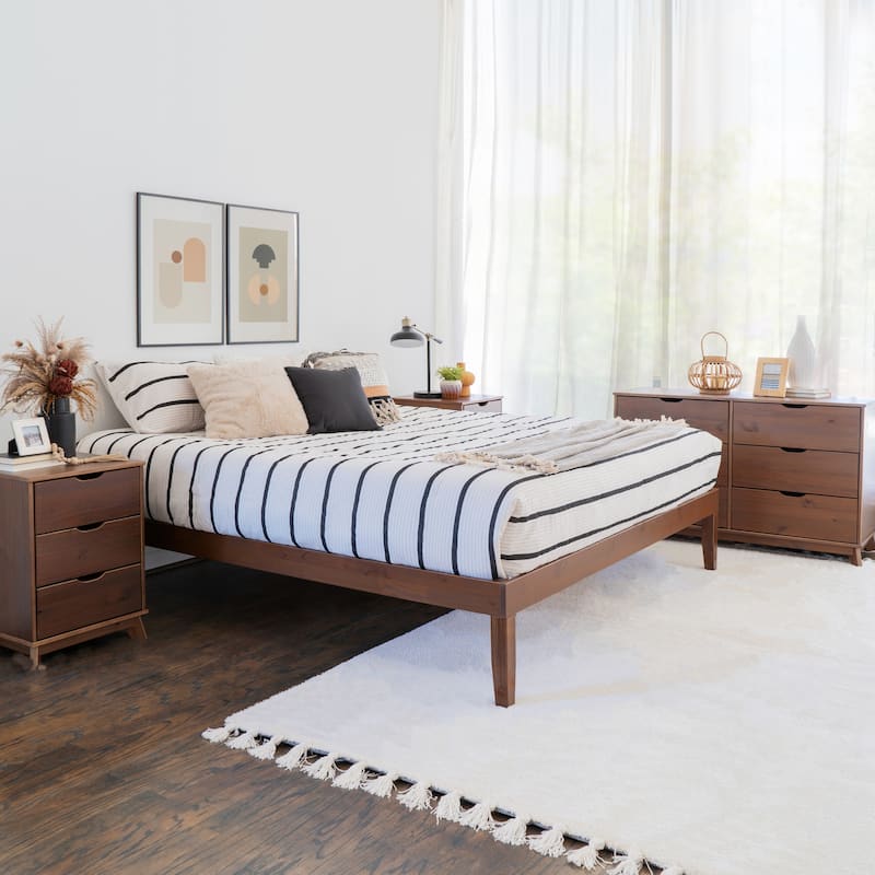 Purcell 4-Piece Bedroom Set with 6-Drawer Dresser and 2 Nightstands - Walnut - King