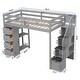 preview thumbnail 3 of 14, Twin size Loft Bed with Storage Drawers and Stairs,Wooden Loft Bed with Shelves
