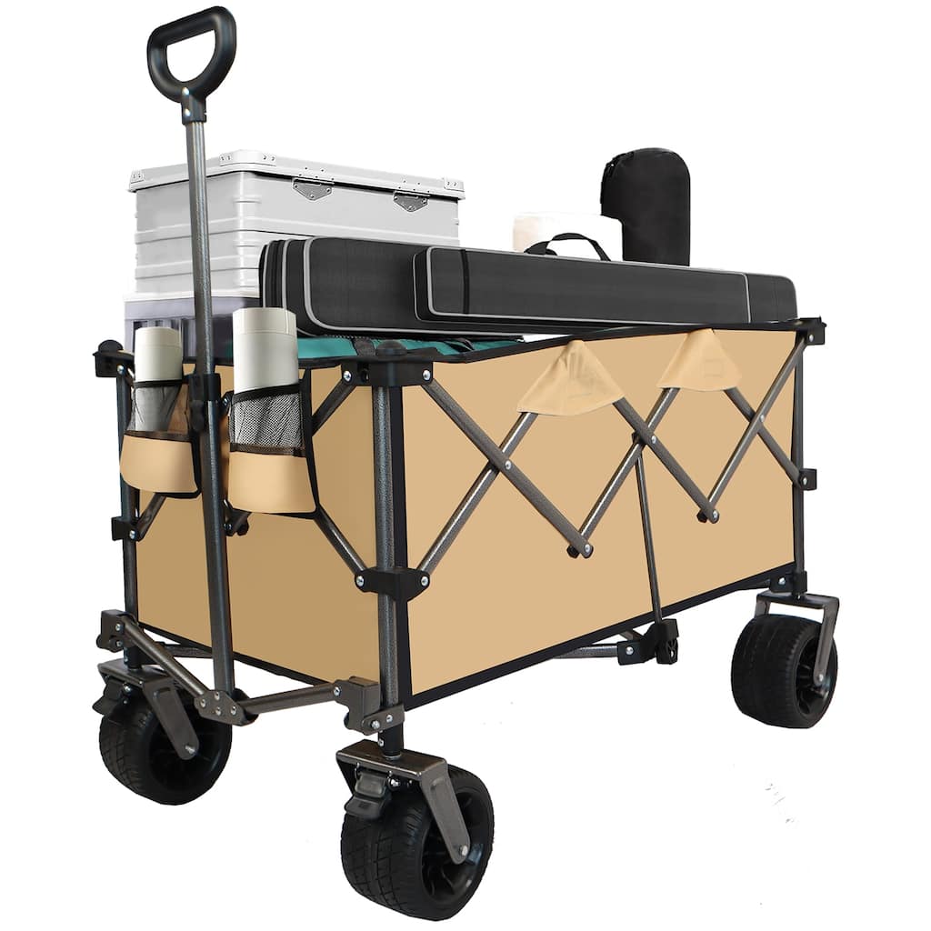 Push Pull Foldable Beach Wagon Cart