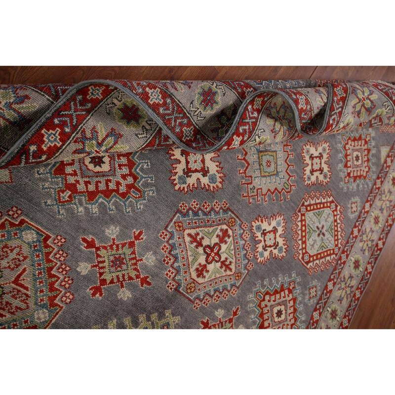 Traditional Gray Kazak Oriental Area Rug Handmade Wool Carpet - 5'8" x 8'0"