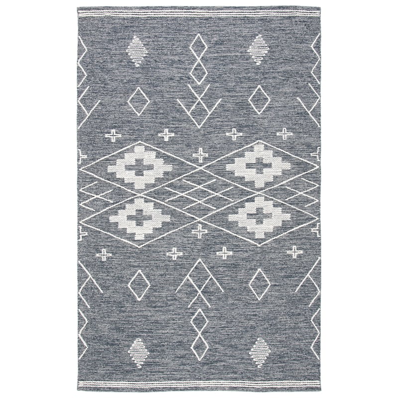 SAFAVIEH Handmade Kilim Greet Cotton Rug - 6' Square - Charcoal/Ivory