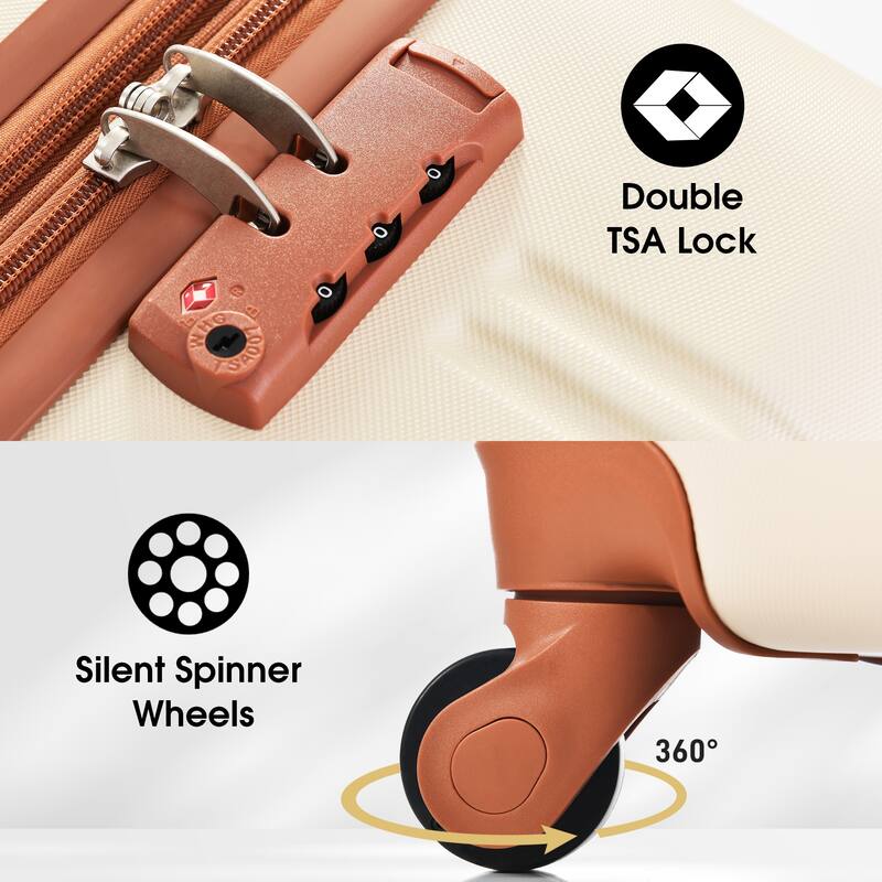 3-Piece Modern Hardshell Luggage Sets, 20''+24'' Suitcase+Bag, Lightweight Luggage with Spinner Wheels and TSA Lock