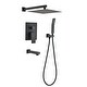 preview thumbnail 4 of 5, 12 Inch Shower Head Kit Shower System With Tub Spout Faucet Matt Black