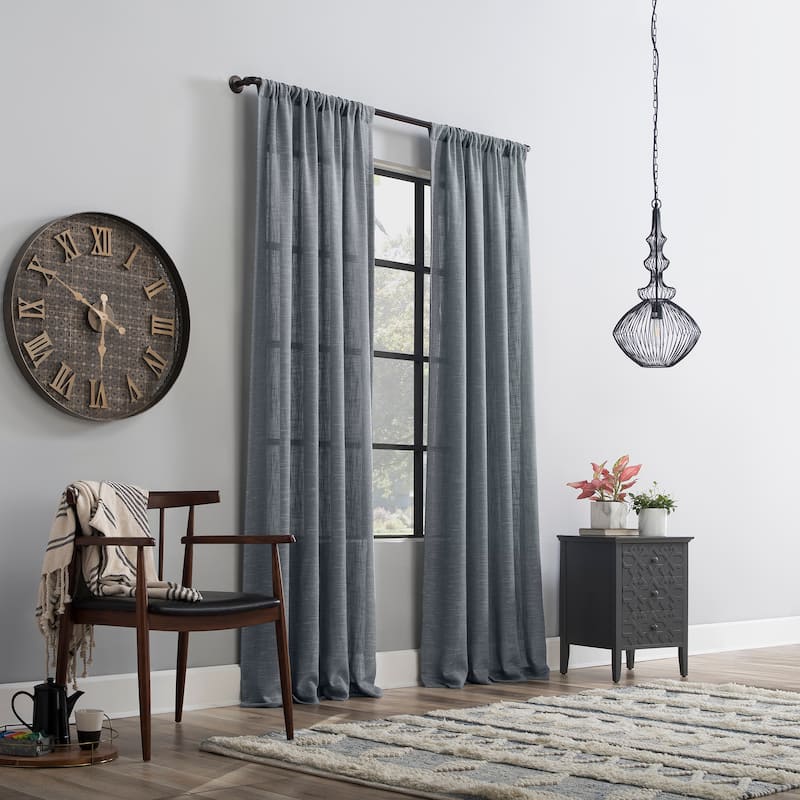 Clean Window Basketweave Anti-Dust Semi-Sheer Curtain Panel, Single Panel