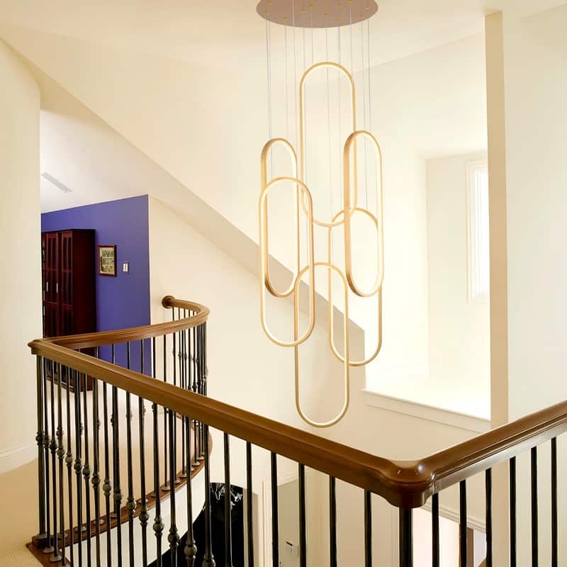 6 Ring Modern Chandelier Large LED High Ceiling Chandeliers