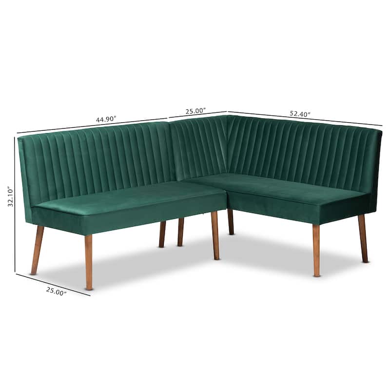 Alvis Mid-Century Velvet Dining Nook Banquette Set(2PC)
