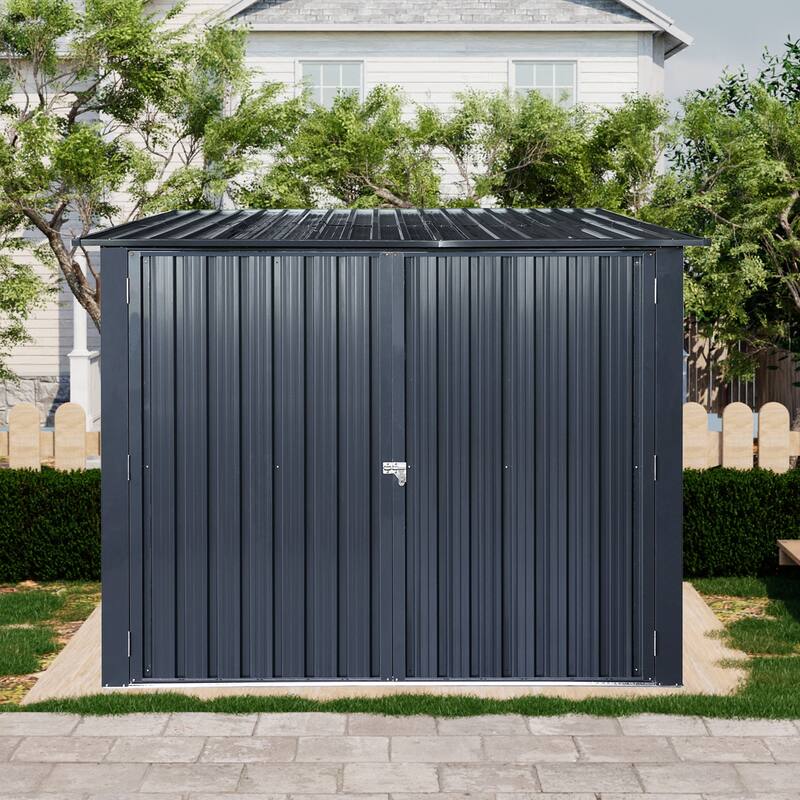 Bike Shed Storage Shed with Adjustable Bike Tracks & Double Lockable Doors All-Weather Garden Shed, Rustproof, Water-proof