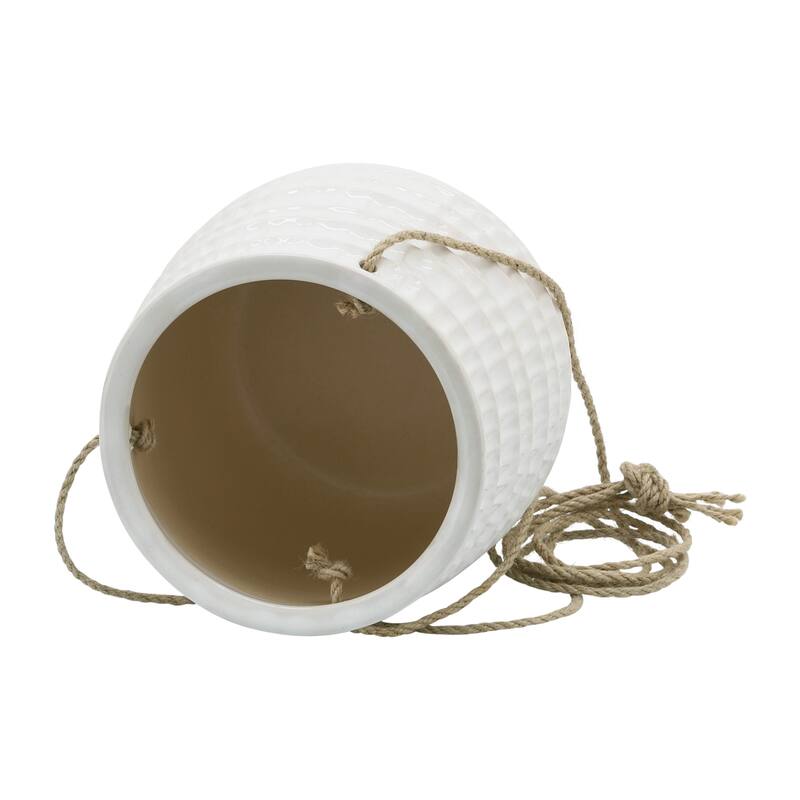 Sagebrook Home Neutral Textured Ceramic Hanging Planter