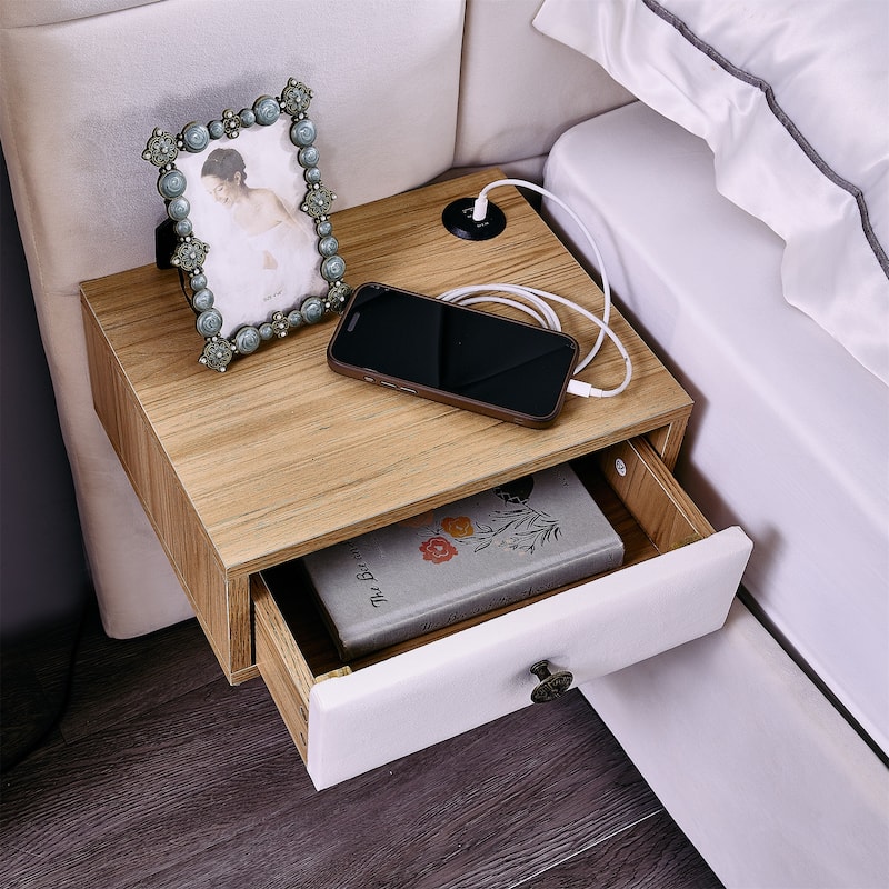King Size Velvet Hydraulic Storage Bed with LED Lights & USB Charging