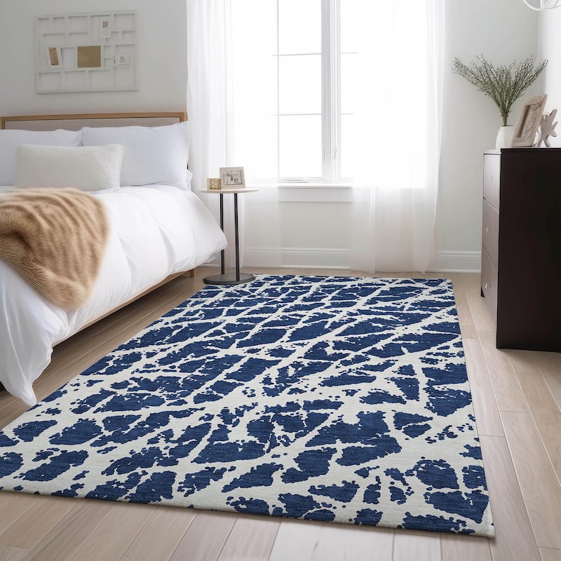 Premium Washable Super Soft Modern Crackle Mayfield Rug - Navy - 5' x 7' 6" - Rectangle