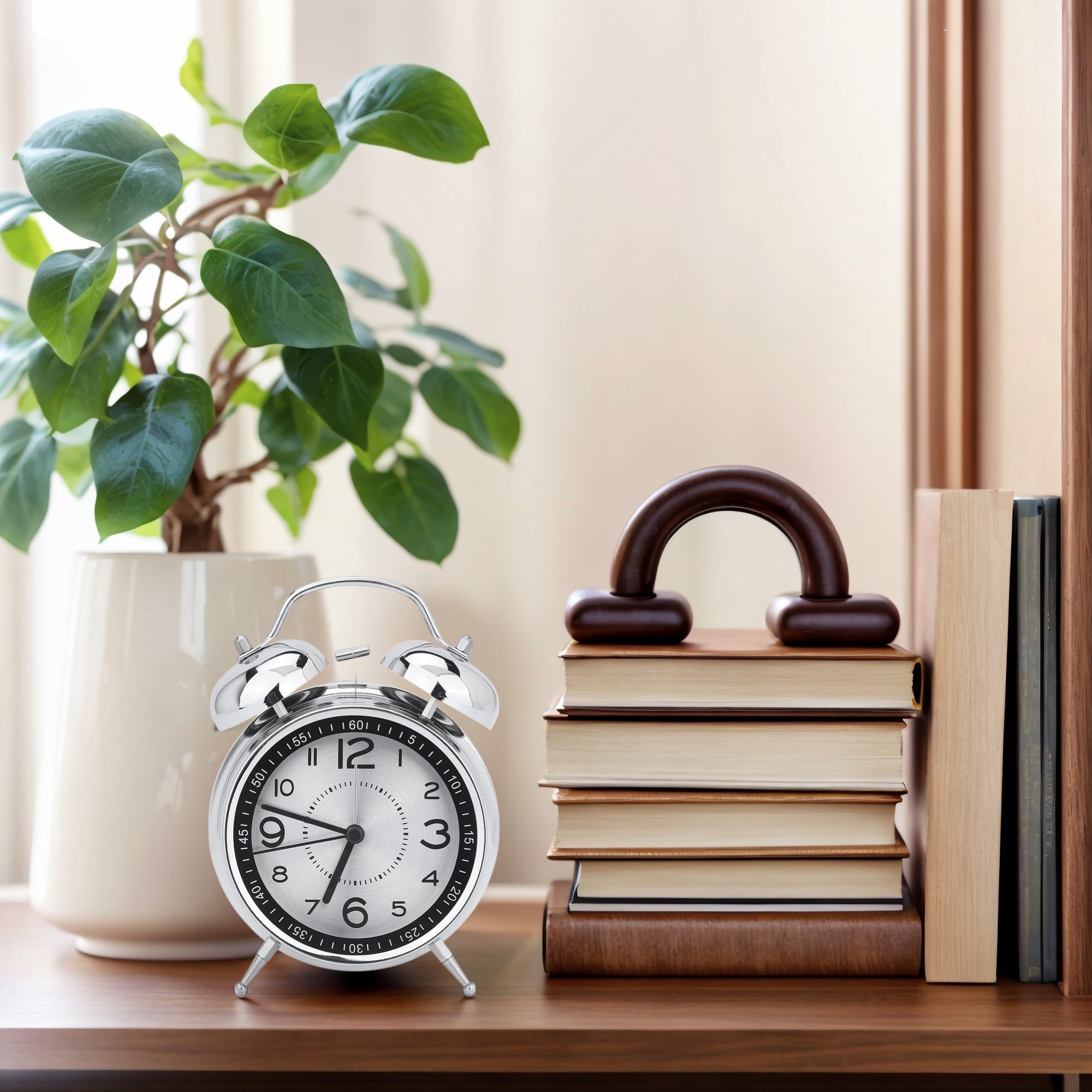 Metal Mechanical Alarm Clock for Heavy Sleepers Loud Bell Sound, Easy Setup, Outfits Guest Room/Bedside 4.5"Lx2.2"Wx6.3"H