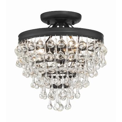 Calypso 3 Light Matte Black Ceiling Mount - 13"W x 14"H x 13"D