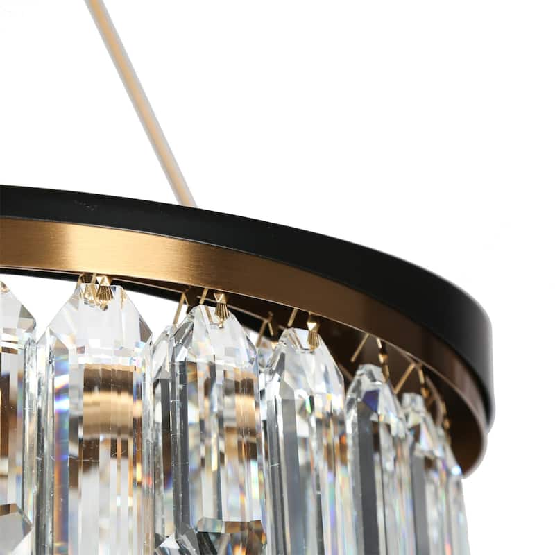 Modern Glam 4-Light Crystal Drum Chandelier for Dining Room Bedroom - Gold - 16" Dia. x 17.7" H