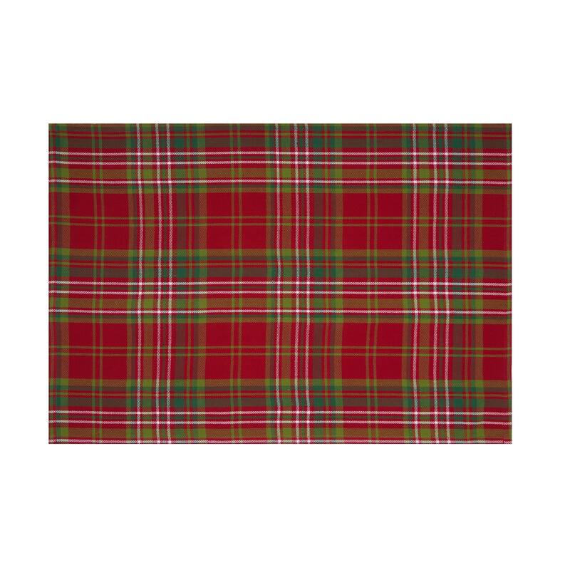 27' X 18" Jonah Plaid Woven Cotton Kitchen Dish Towel, Red, White and Green Plaid