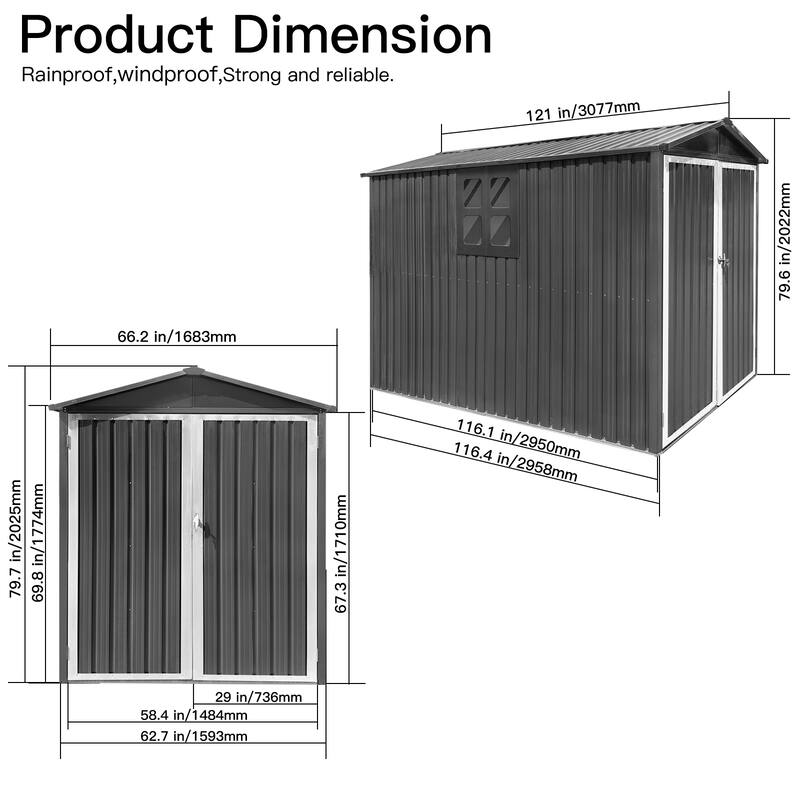 Outdoor Steel Storage Shed With Window ,Metal Garden Sheds