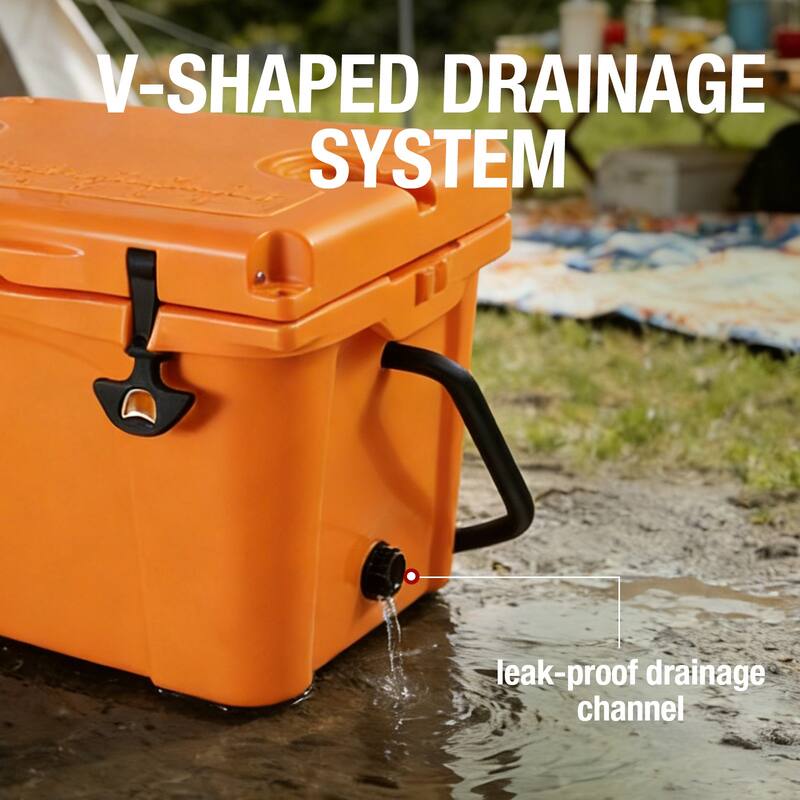 25QT Portable Cooler, Insulated Hard Cooler with Bottle Opener, Cup Holder, Forming Ruler, Travel, Beach, Camping, Fishing