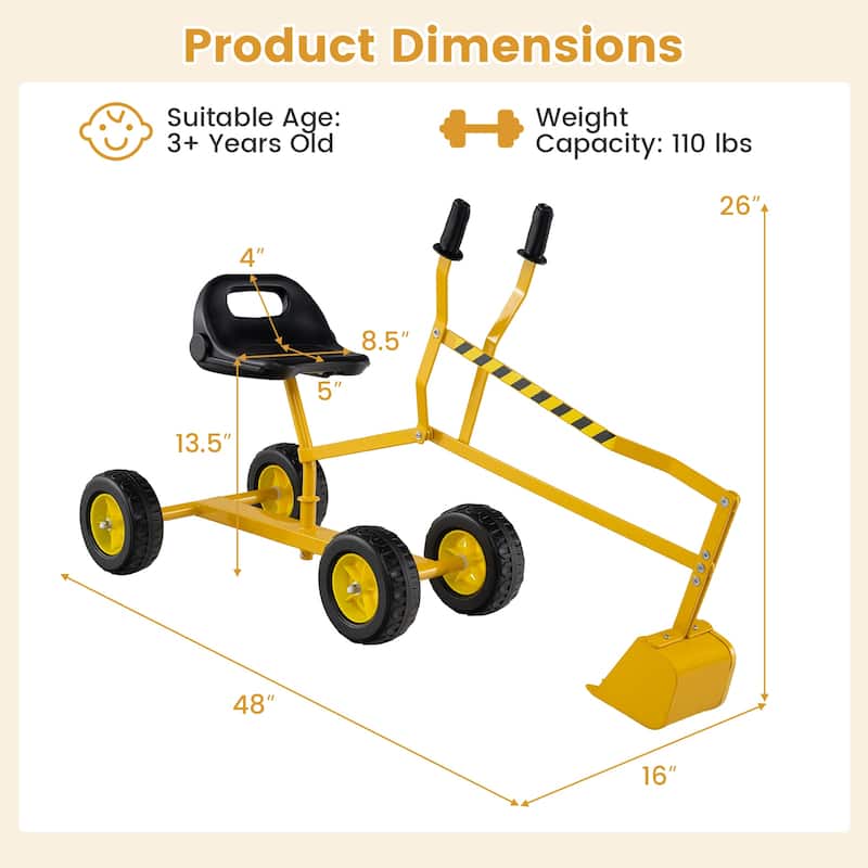 Gymax Sand Digger for Kids w/2-Handed Controls Flexible Shovel 360°