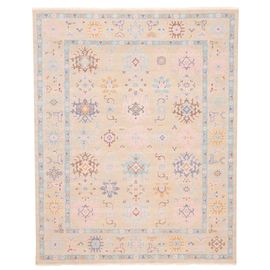 ECARPETGALLERY Hand-knotted Modern Oushak Light Khaki Wool Rug - 8'0 x 9'9