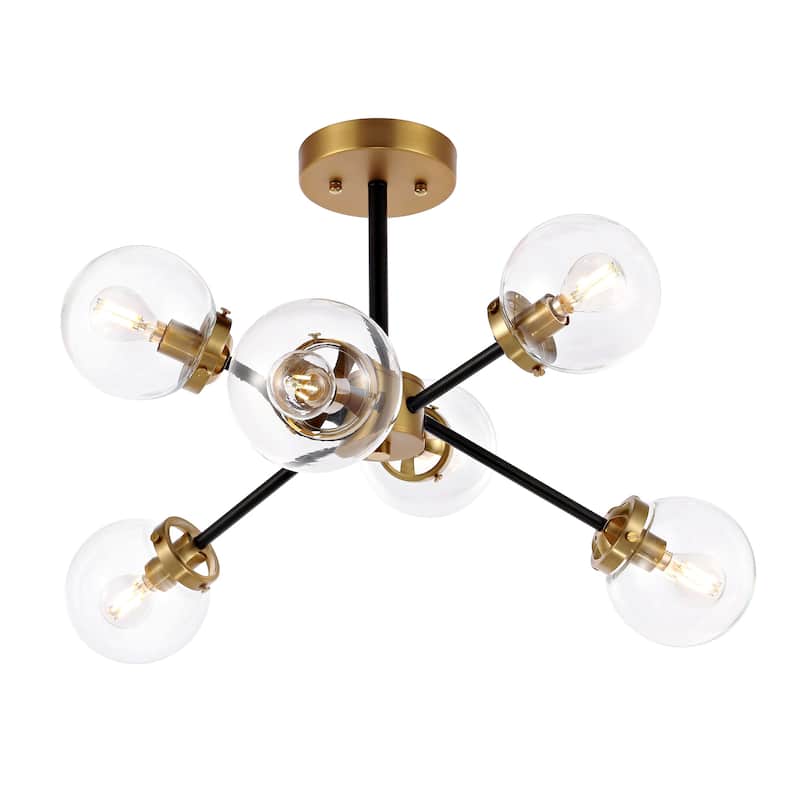 GetLedel 6-Light Dimmable Sputnik Semi-Flush Mount Chandelier with Glass Globe Shades