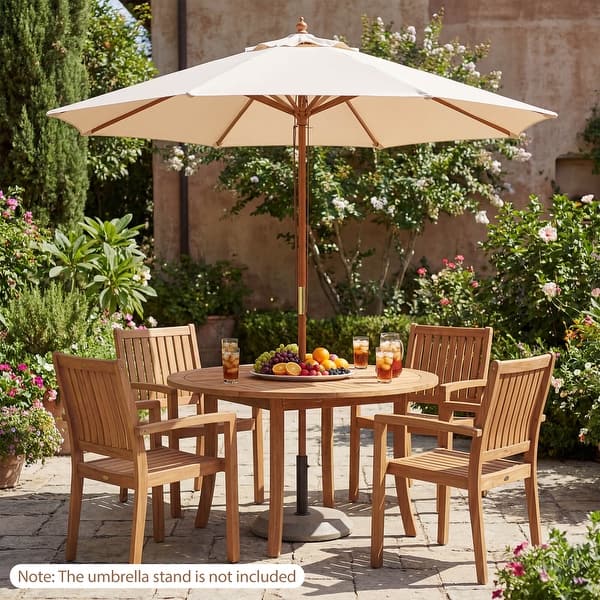 9 ft patio umbrella with stand WESTLAKE Solar LED Bronze Round Base Weight Included, Gray Made from 100% solution dyed acrylic yarn 9ft Patio Umbrella with Base
