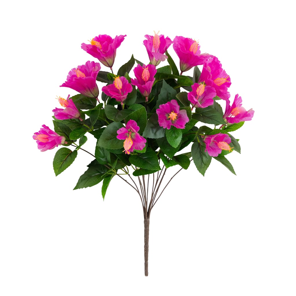 19-in UV Resistant Artificial Hibiscus Bush - Set of 3