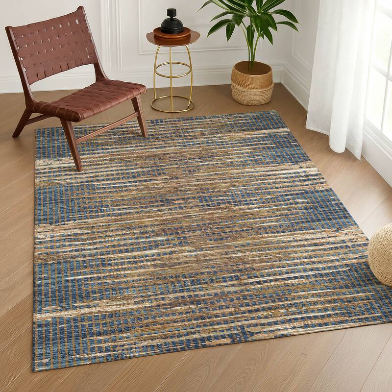 Machine Washable Indoor/ Outdoor Casual Keystone Chantille Rug