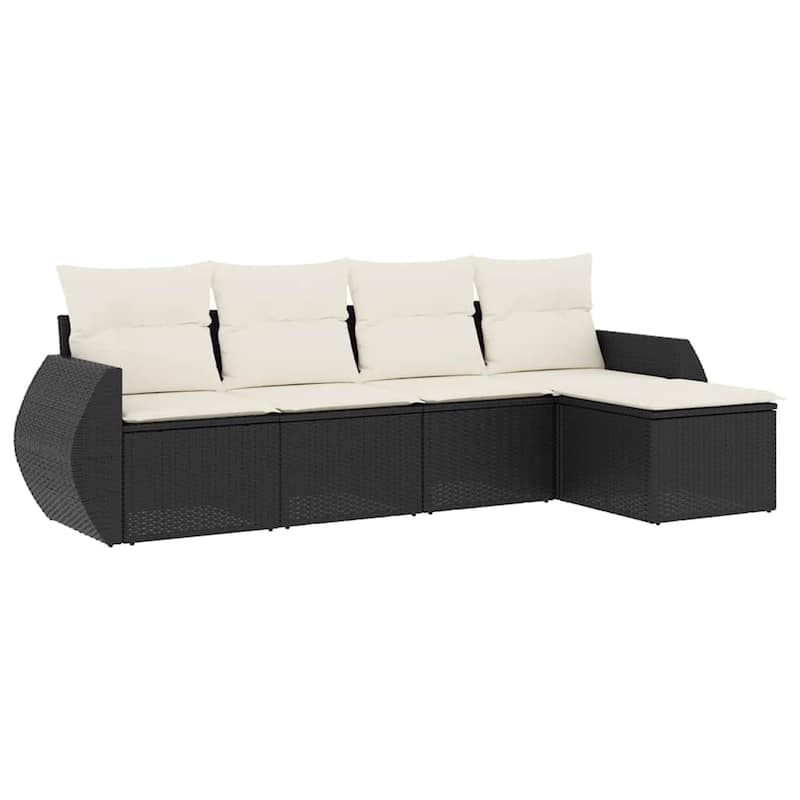 vidaXL Patio Sofa Set with Cushions Outdoor Conversation Furniture Poly Rattan - 21.7 x 21.7 x 14.6