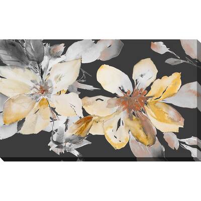 "Yellow Clematis on Grey" Print on Canvas