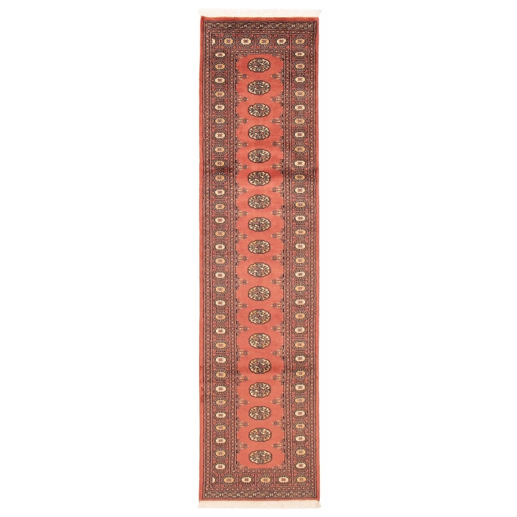 ECARPETGALLERY Hand-knotted Peshawar Bokhara Coral Wool Rug - 2'6 x 10'1