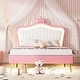 preview thumbnail 1 of 68, Modern Upholstered Princess Bed with Crown Headboard White/Pink - Full