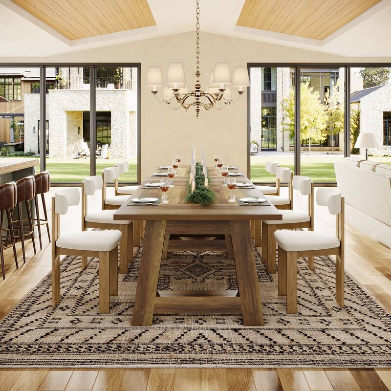 70.5'' Long Dining Table for 6-8, Farmhouse Wooden Kitchen Table
