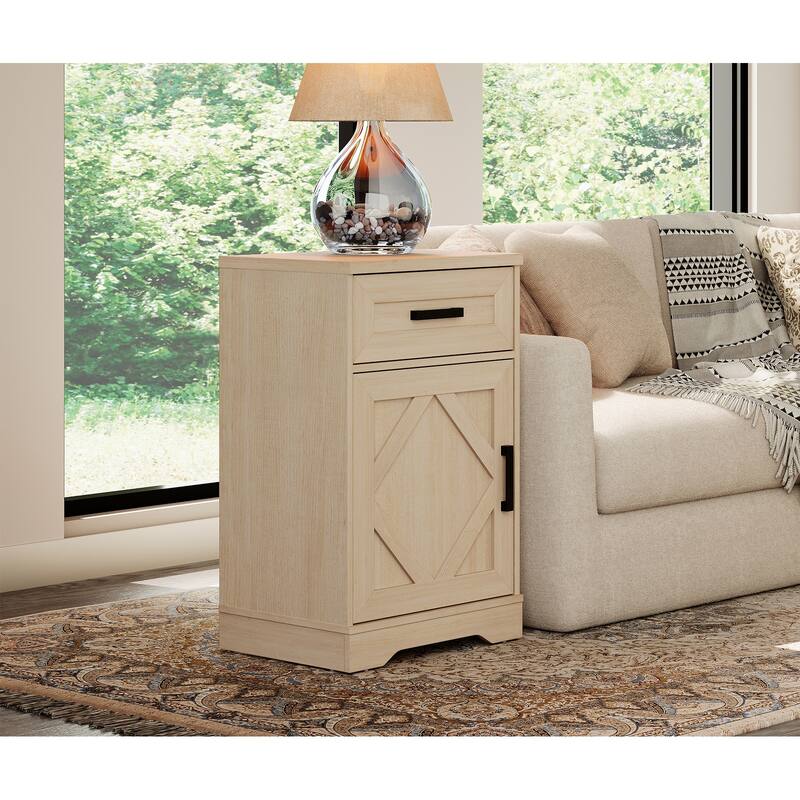 WAMPAT End Table with 1 Drawer & Door for Living Room