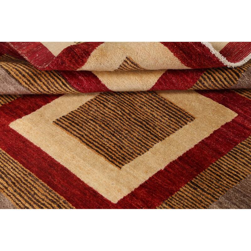 Modern Geometric Gabbeh Kashkoli Oriental Area Rug Wool Hand-knotted - 5'6" x 9'6"