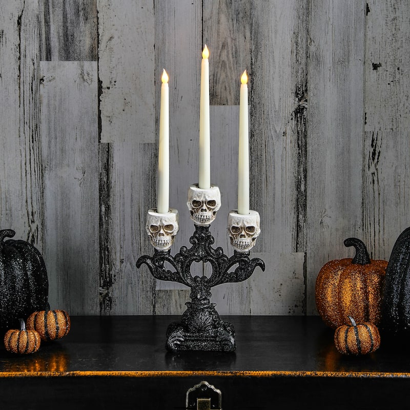 11" Triple Skull Candle Holder