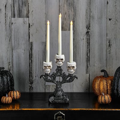 11" Triple Skull Candle Holder