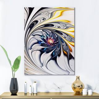 Designart 'White Stained Glass Floral Art' Printed Accent Wall Mirror - White