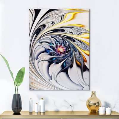 Designart 'White Stained Glass Floral Art' Printed Accent Wall Mirror - White
