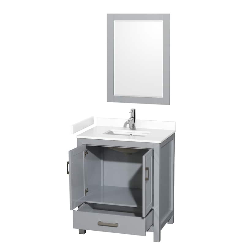 Sheffield Single Bathroom Vanity Set, Cultured Top, 24-Inch Mirror