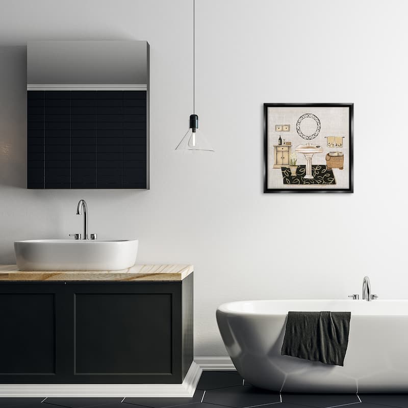 Stupell Vintage Luxurious Bathroom Framed Floater Canvas Wall Art Design By Janet Tava
