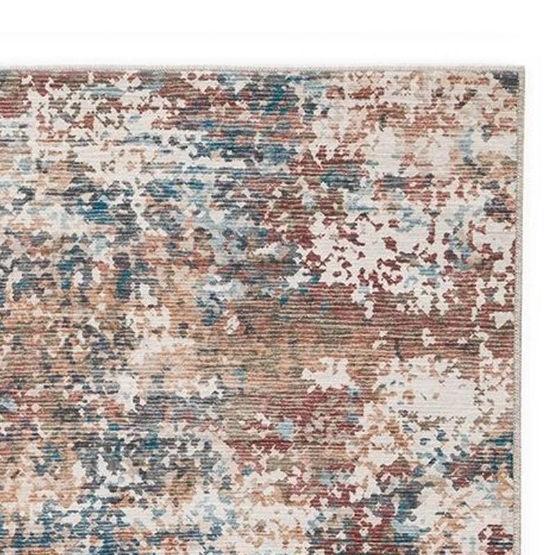Bea 8 x 10 Large Area Rug, Machine Woven Abstract Pattern, Brown Blue - 8' x 10'