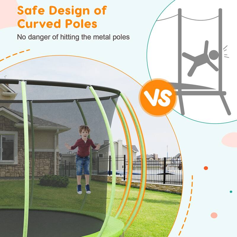 16FT Trampoline, Recreational Trampolines with Enclosure Net and Ladder