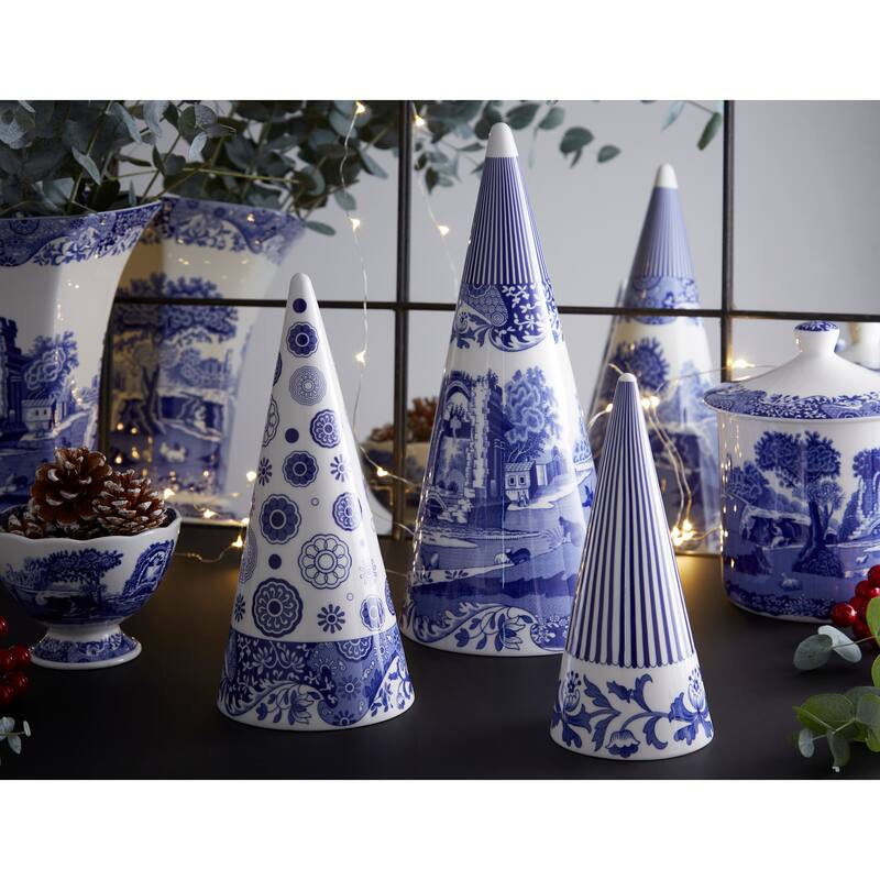 Spode Blue Italian Cone Shaped Topiary