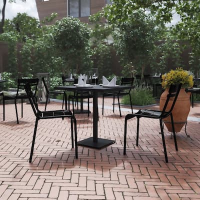 2PK Modern Commercial Grade 2 Slat Indoor/Outdoor Steel Dining Chair