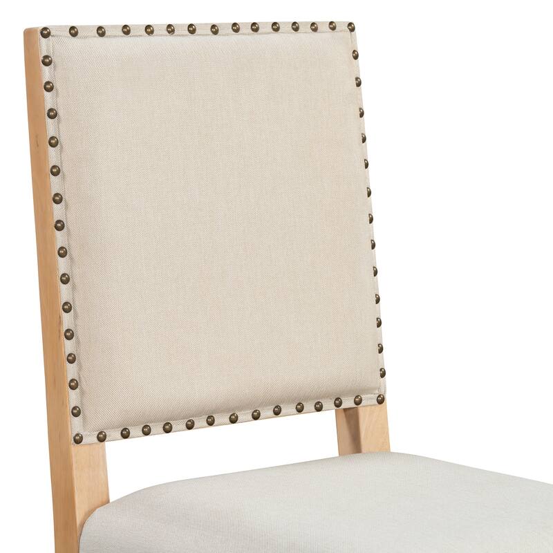 5-Piece Round Dining Table Set for 4, Kitchen Table Set with 4 Wood Upholstered Chairs for Dining Room