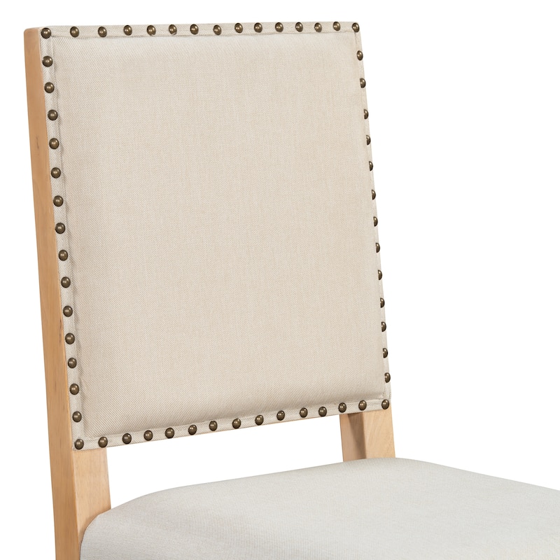 Roomfitters Farmhouse Round Dining Table Set, 4 Solid Wood Upholstered Chairs, 5-Piece Kitchen Furniture