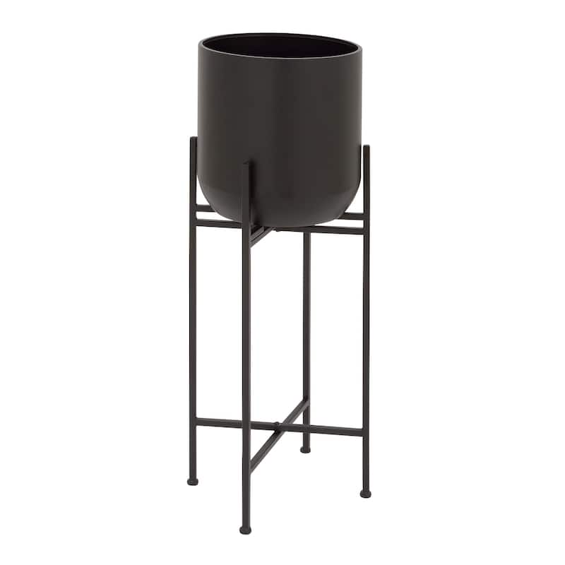 Black Iron Metal Modern Contemporary Planter on metal stand