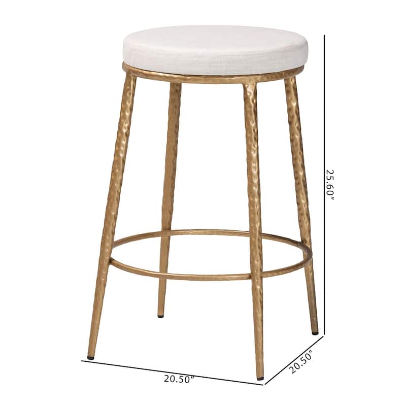 Jessa Counter Stool - Modern Rustic Backless Stool with Hand-Forged Metal Frame and Integrated Footrest