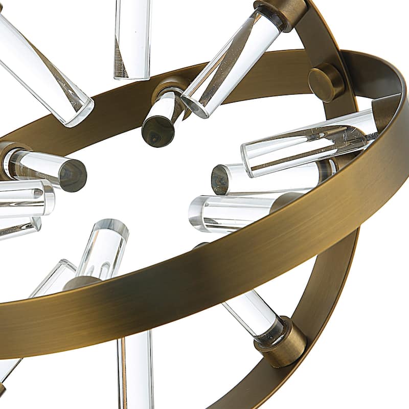 Spherical Ring Sculptures with Marble Base - 22" - Brass Finish - Set of 2